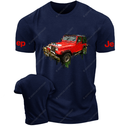 Red Car Off-Road Acrylic Painting Jp T-Shirt