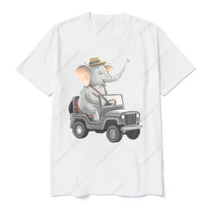 Elephant Driving Car Cartoon Jp T-Shirt