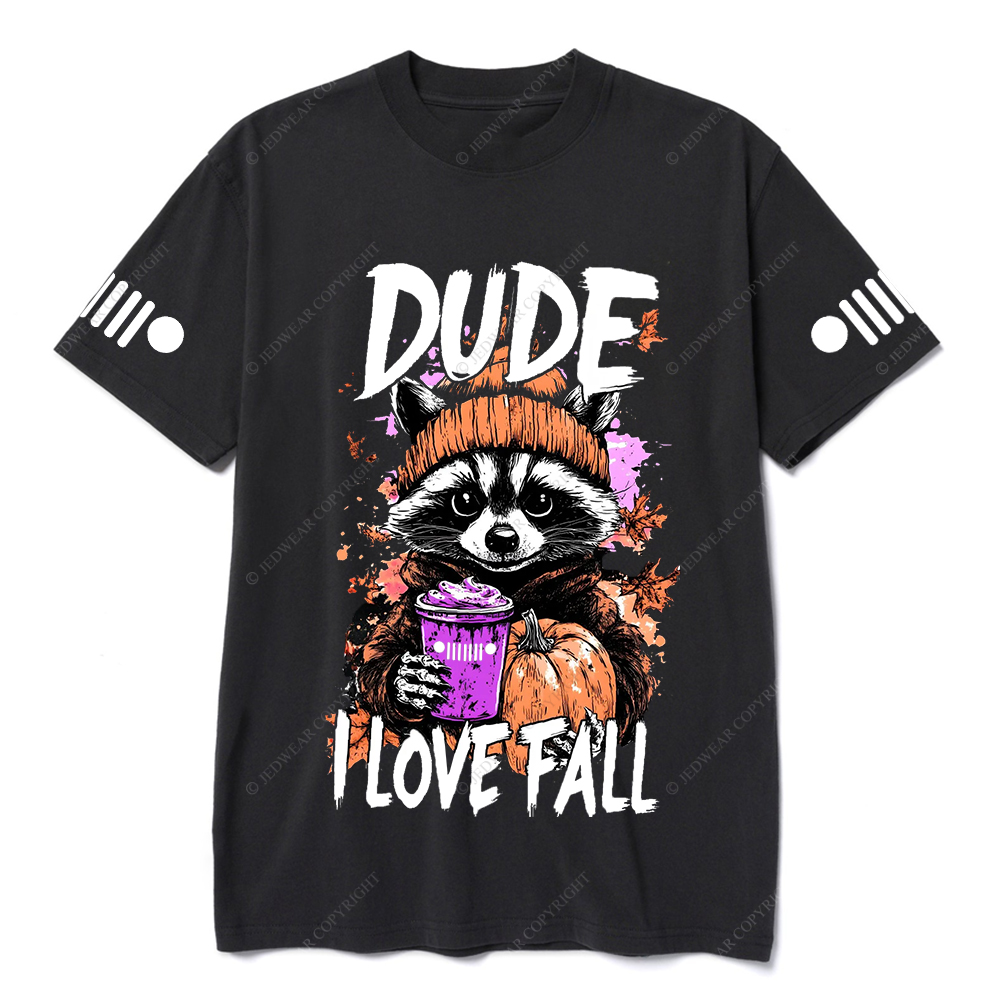 Feral Girl I Love Fall  Raccoon  Autumn Pumpkin Jp T-Shirt