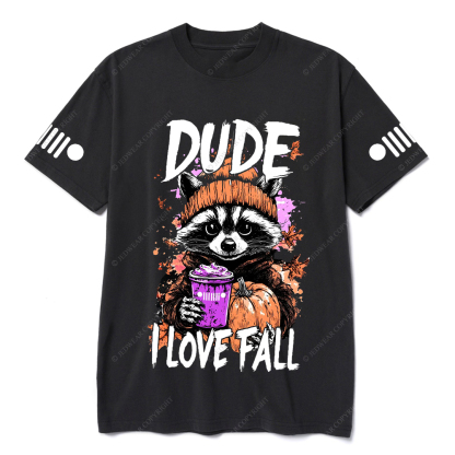 Feral Girl I Love Fall  Raccoon  Autumn Pumpkin Jp T-Shirt