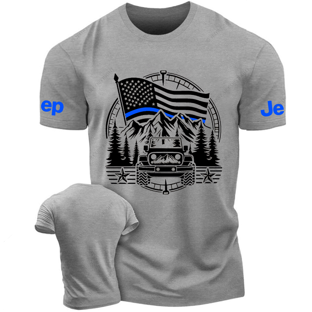 Police Patriotic Off-Road USA Flag Adventure Compass Jp T-Shirt