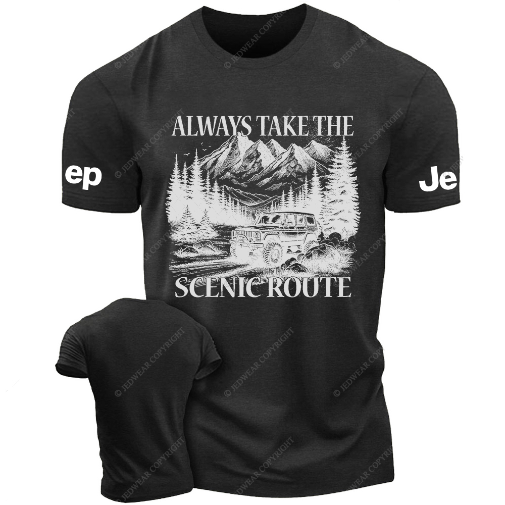 Always Take The Scenic Route Camping Travel Adventure Hiking Jp T-Shirt