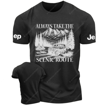 Always Take The Scenic Route Camping Travel Adventure Hiking Jp T-Shirt