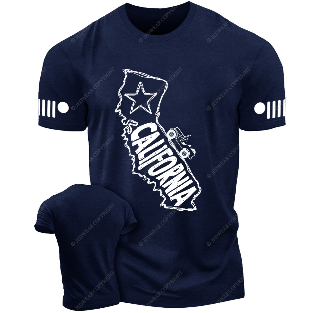 California Map Star Black And White Sketch Jp T-Shirt