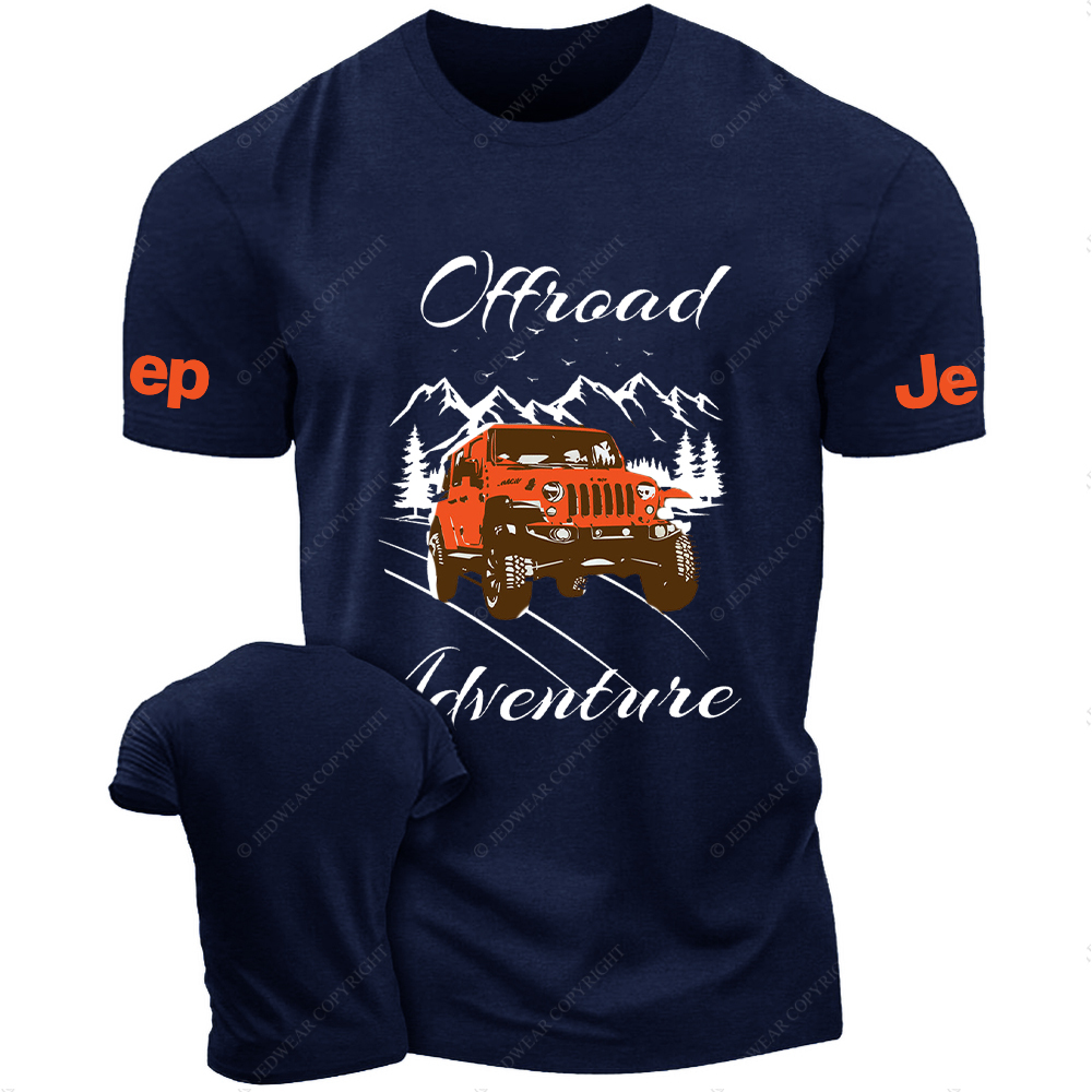 Off-Road Adventure Orange Vehicle Driving On The Road JP T-Shirt