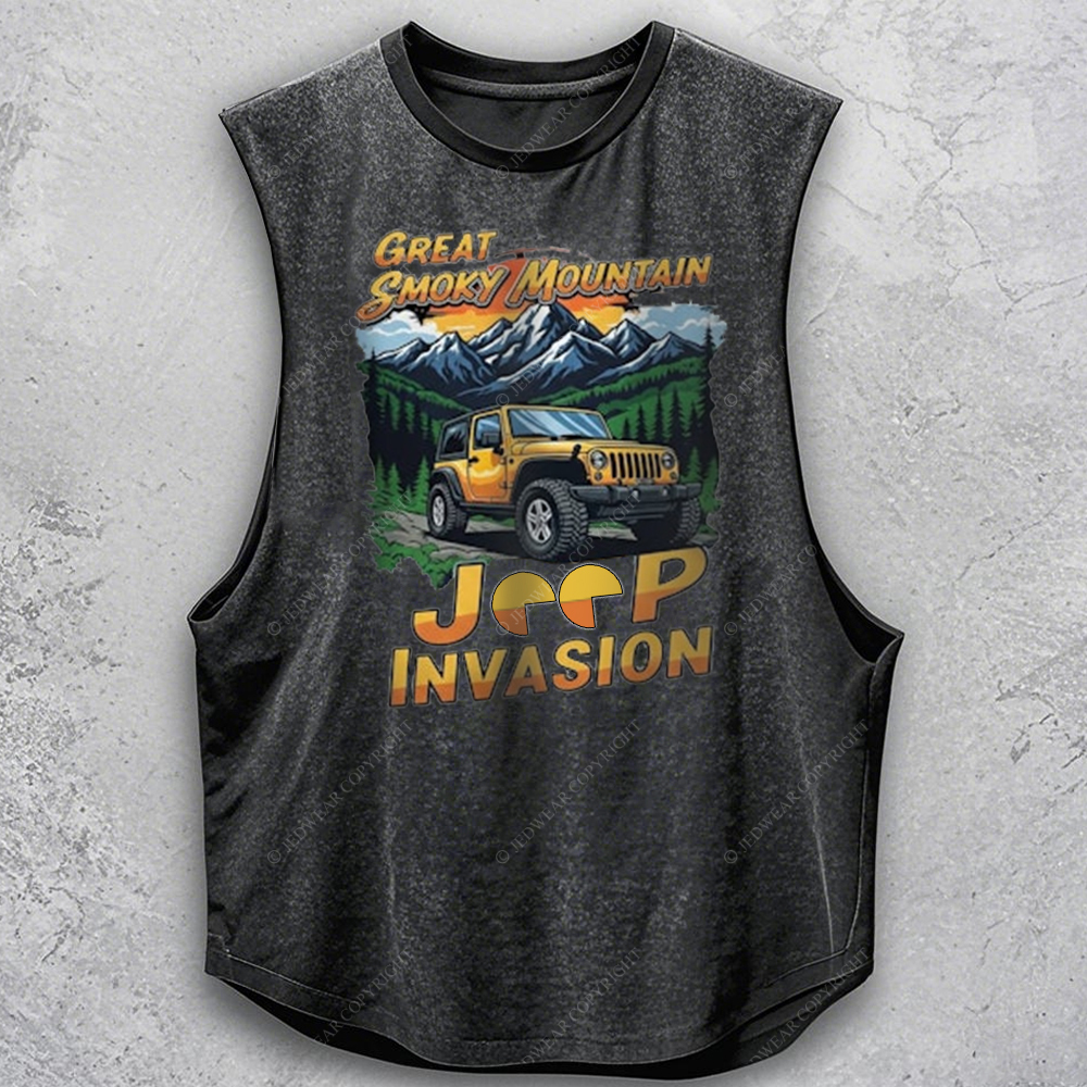 Great Smoky Mountain  Invasion Sun Tree Vintage Style Jp - Men Tank
