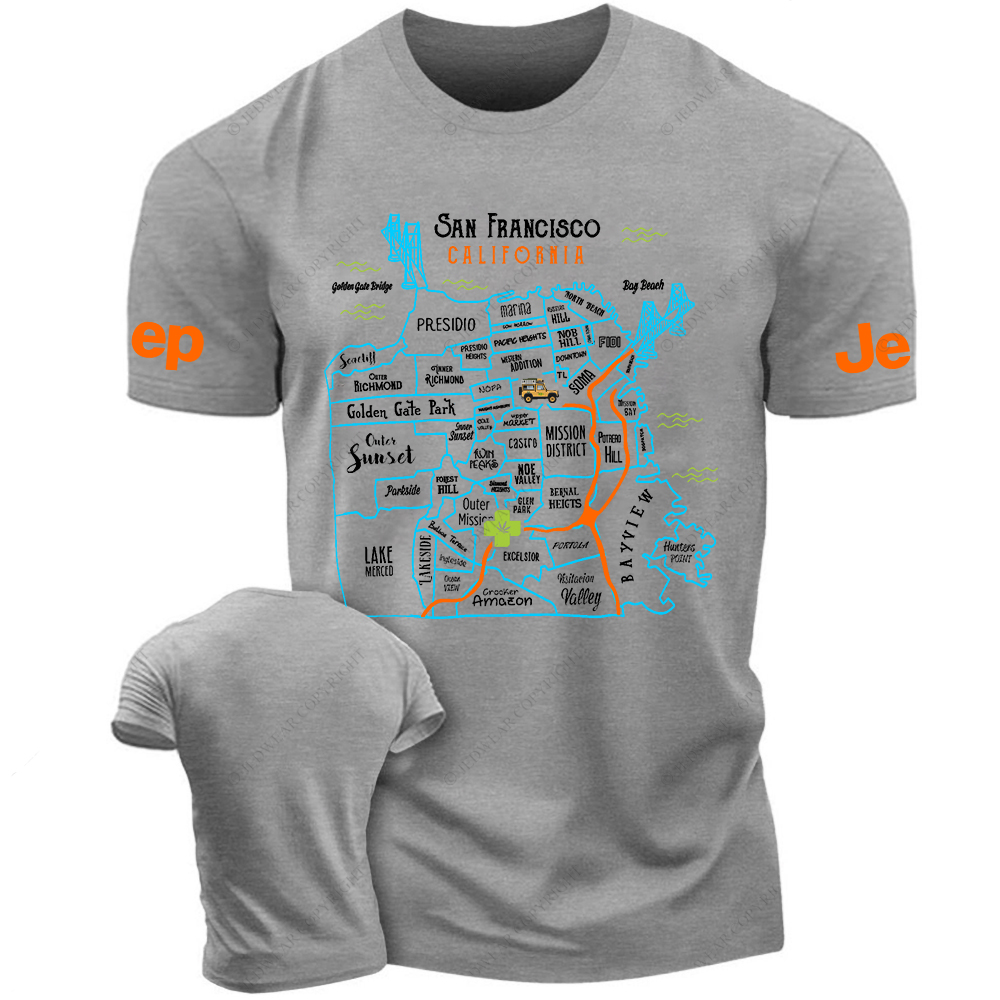 Vibrant Map Of SAN FRANCISCO CALIFORNIA Jp T-Shirt