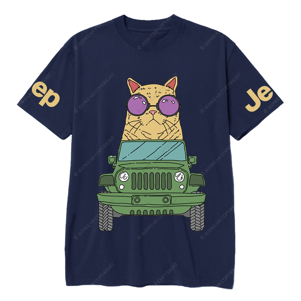 Cat Wearing Sunglasses Riding Car on Mouse Pad Jp T-Shirt