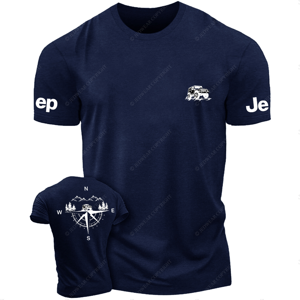 Compass Mountains And Trees Front And Rear Design JP T-Shirt