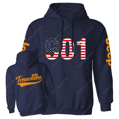 Tennessee Area Codes 901 American Flag Jp Oversized Hoodie
