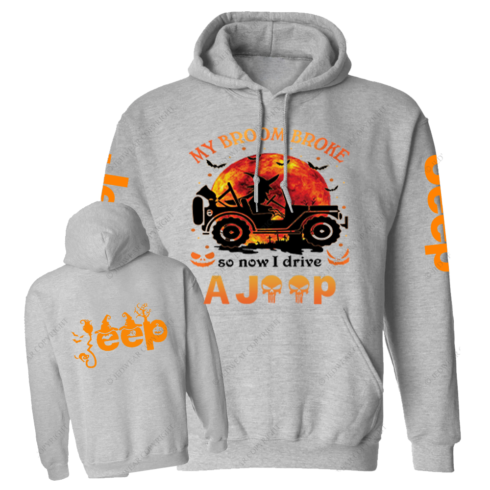 Halloween My Broom Broke So Now I Drive A Car Front And Rear Design Jp Casual Hoodie