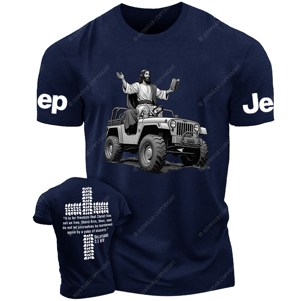 Galatians 5:1 NIV Religion Cross Jesus Bible Wheelmarks Psalm Jp T-Shirt