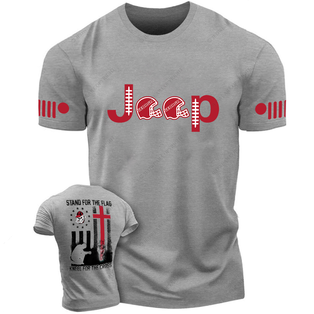 Georgia Bulldogs Stand For The Flag Kneel For The Cross Nation Religion Jp T-Shirt