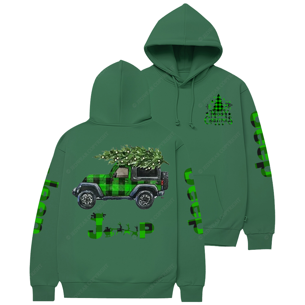 Merry Christmas Green Black Plaid Jp Casual Hoodie