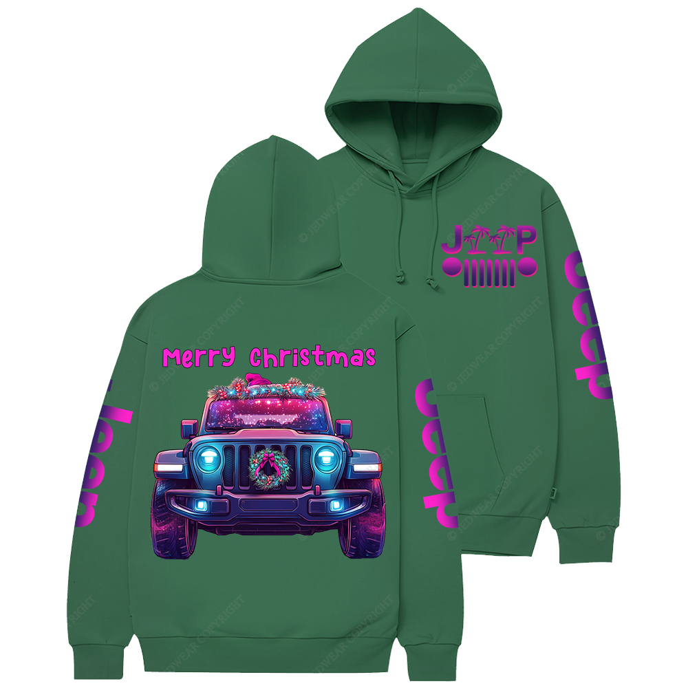 Colorful Merry Christmas Car Jp Casual Hoodie