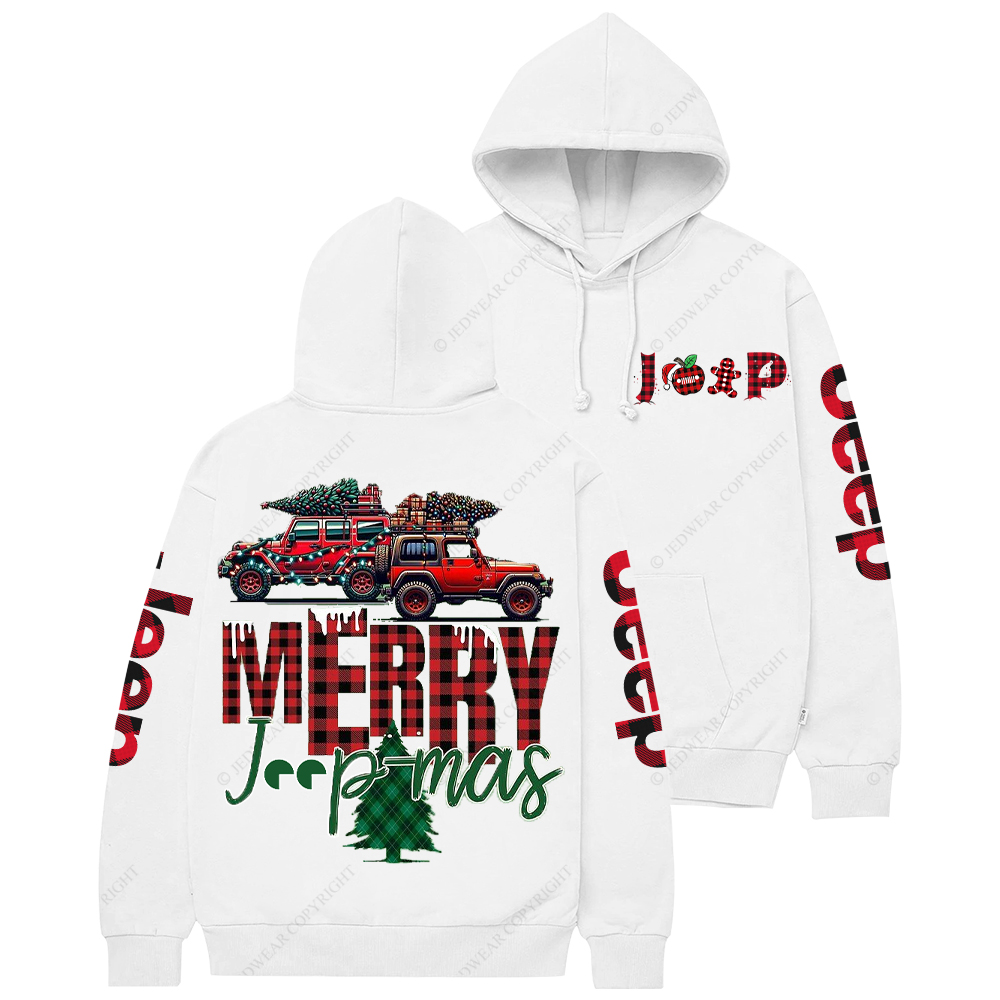 Merry Christmas Red And Black Plaid Jp Casual Hoodie