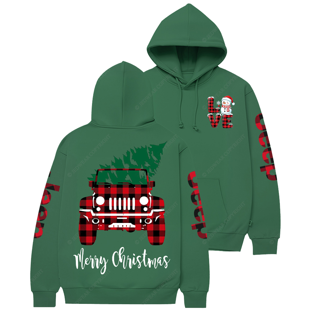Merry Christmas Tree Red And Black Plaid Jp Casual Hoodie