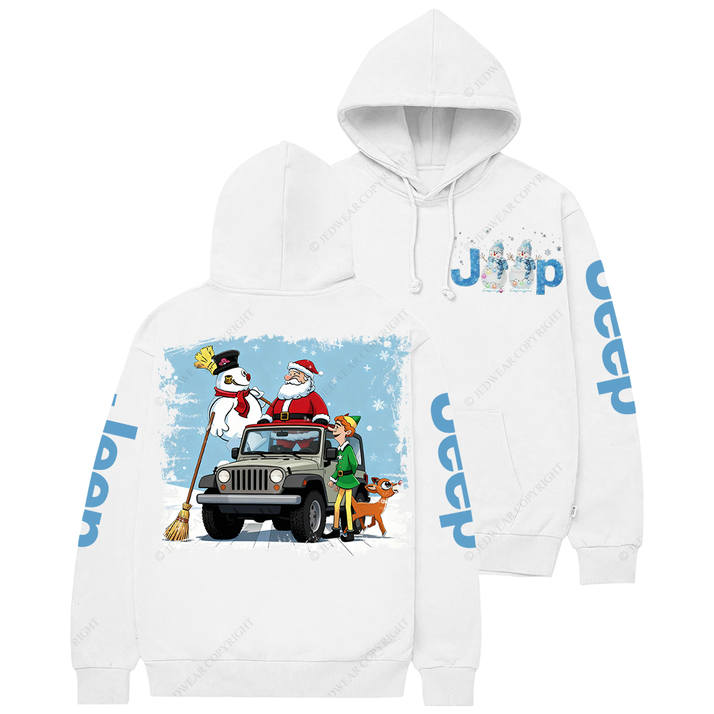 Merry Christmas Santa Claus Elf And Elk Jp Casual Hoodie