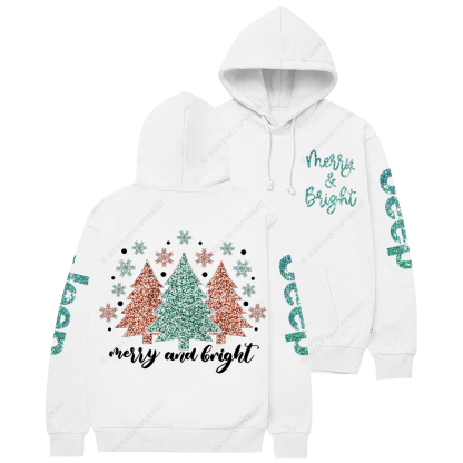 Cute Merry And Bright Christmas Tree Jp Casual Hoodie