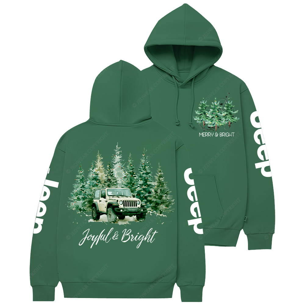 Joyful Merry And Bright Christmas Tree Jp Casual Hoodie