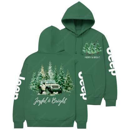 Joyful Merry And Bright Christmas Tree Jp Casual Hoodie