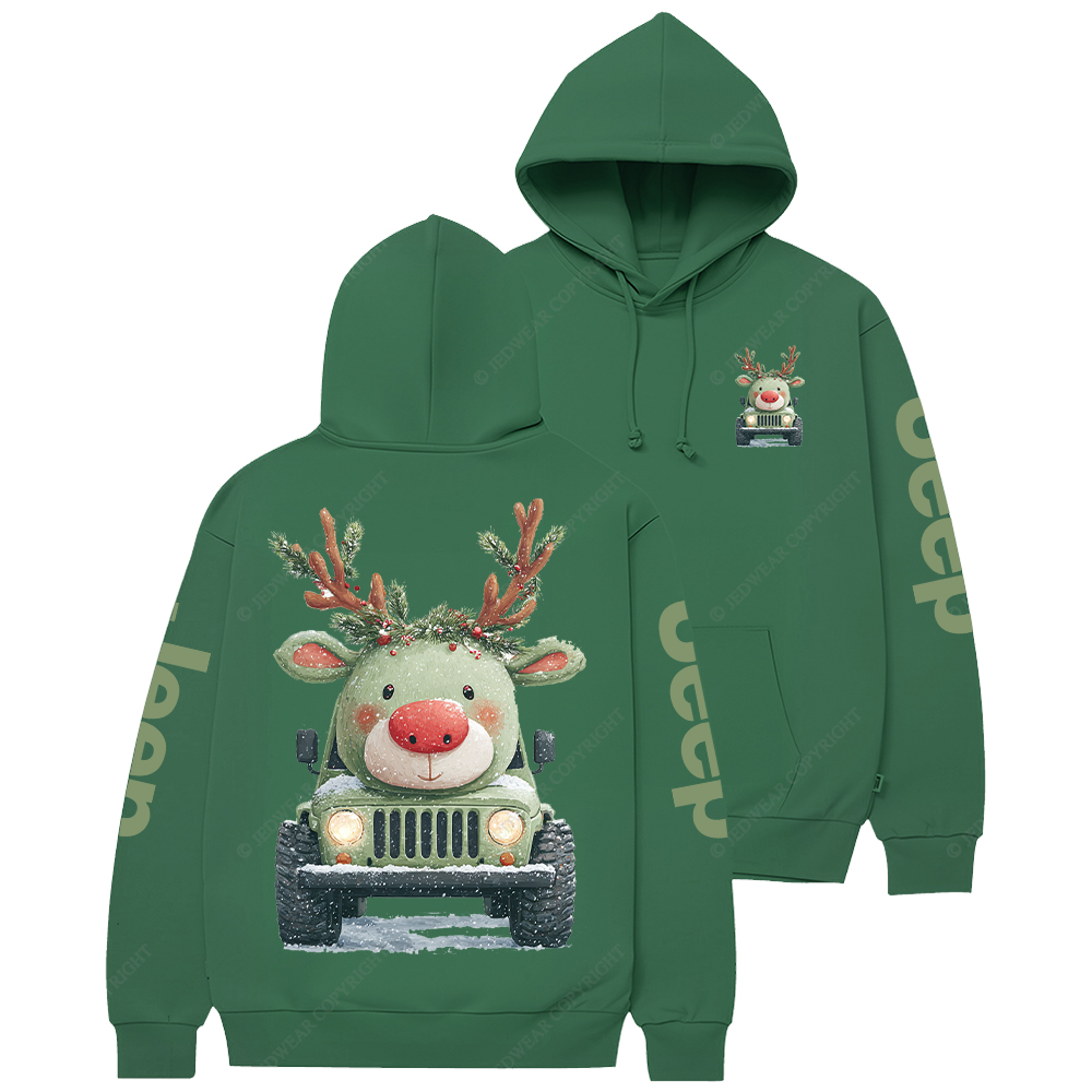 Cute Off-road Vehicle Transformed Into A Christmas Reindeer Jp Casual Hoodie