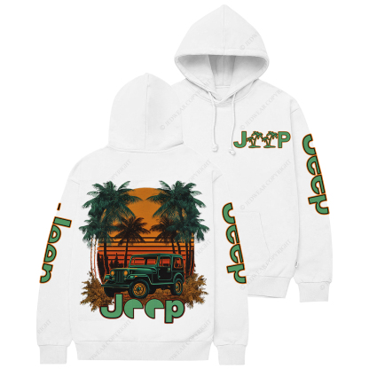 Palm Tree Off-Road Beach Sunset Jp Casual Hoodie