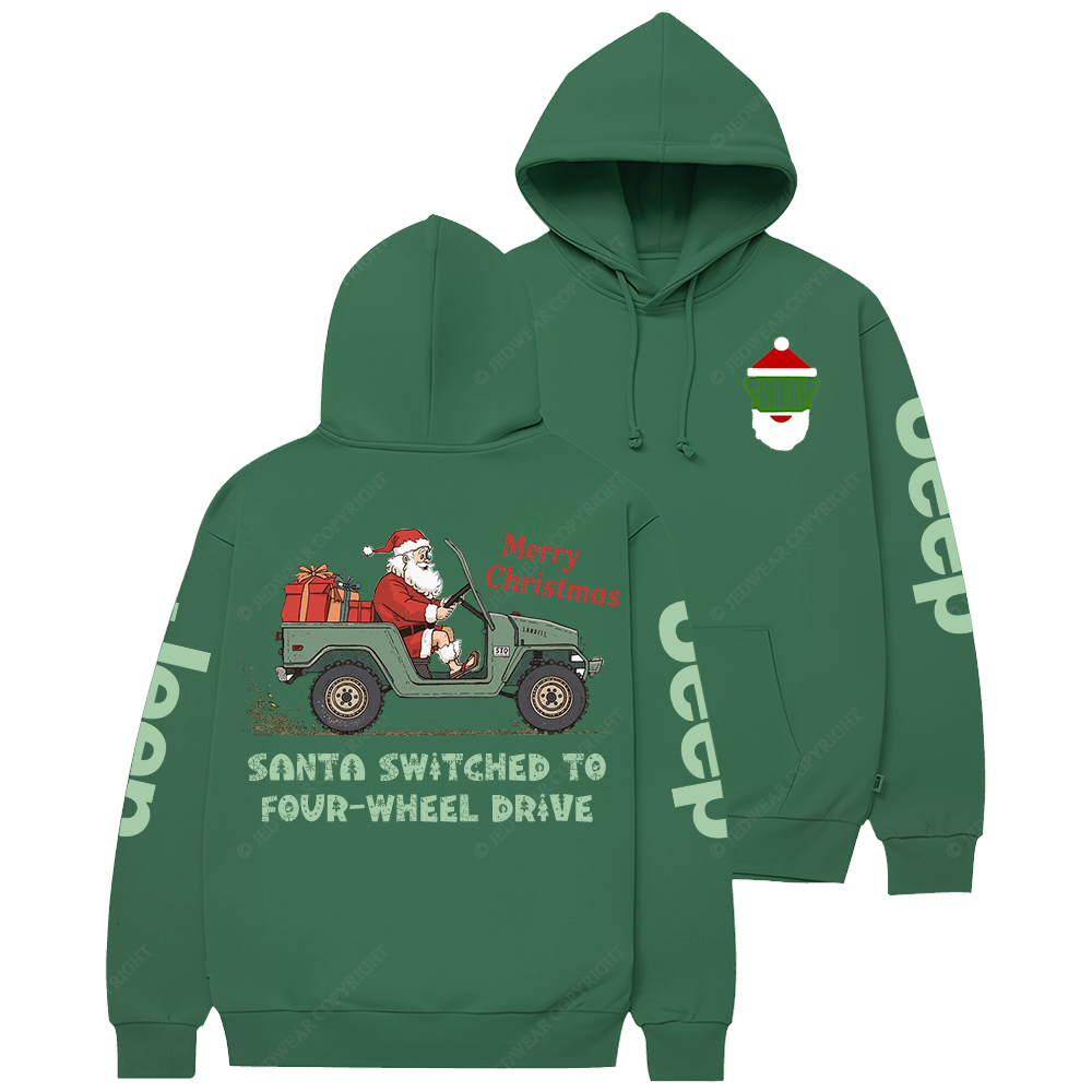 Merry Christmas Santa Santa Switched To Four-Wheel Drive Jp Casual Hoodie