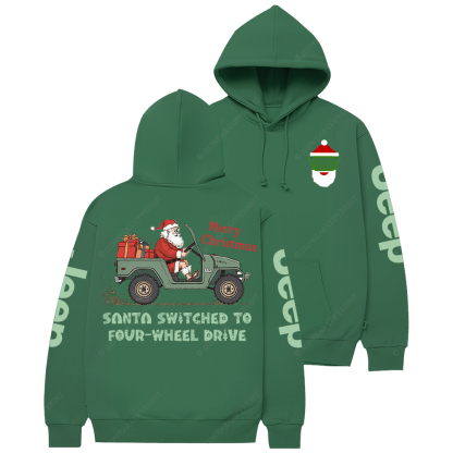 Merry Christmas Santa Santa Switched To Four-Wheel Drive Jp Casual Hoodie