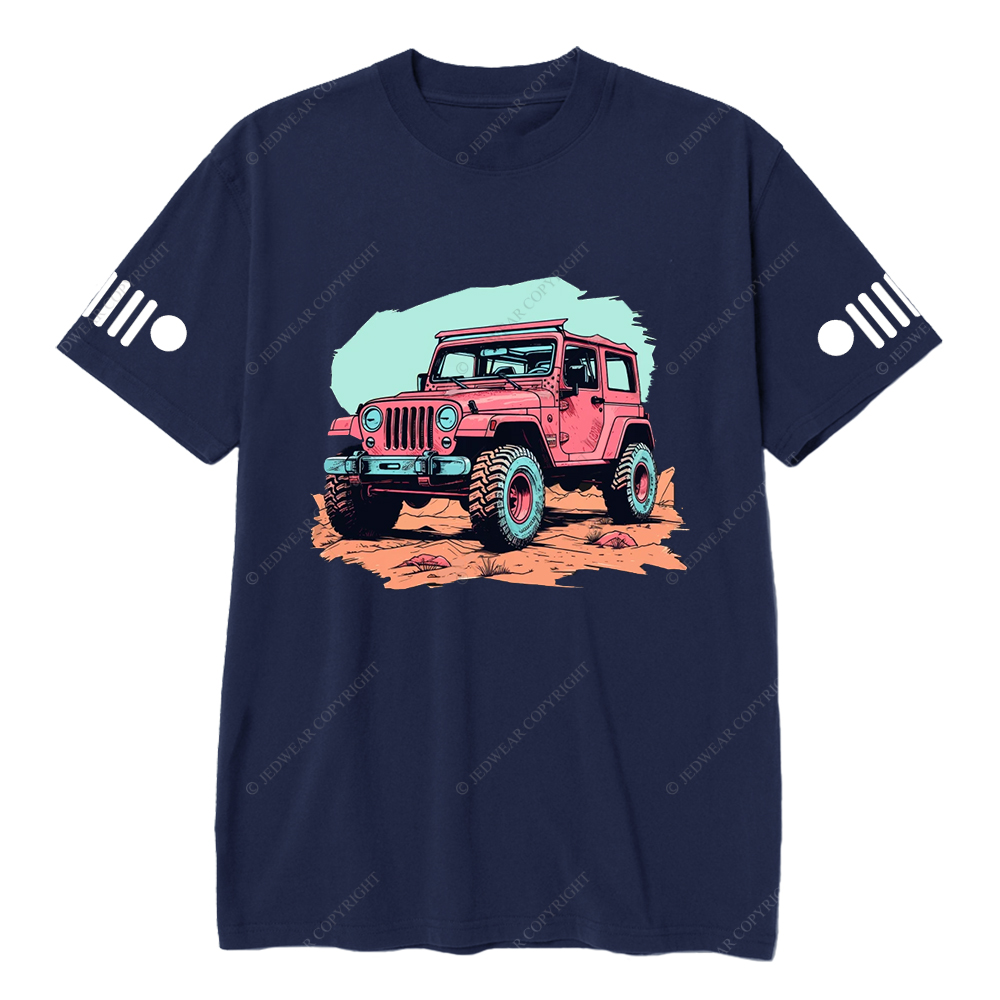 Jp Girl Pink Off-Road Vehicle On The Mountain Road T-Shirt