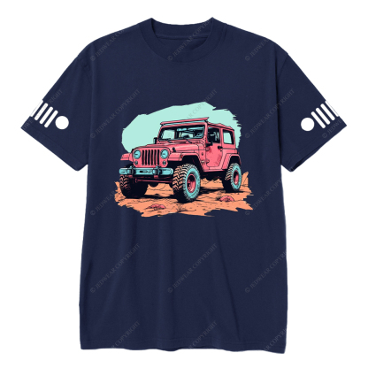 Jp Girl Pink Off-Road Vehicle On The Mountain Road T-Shirt