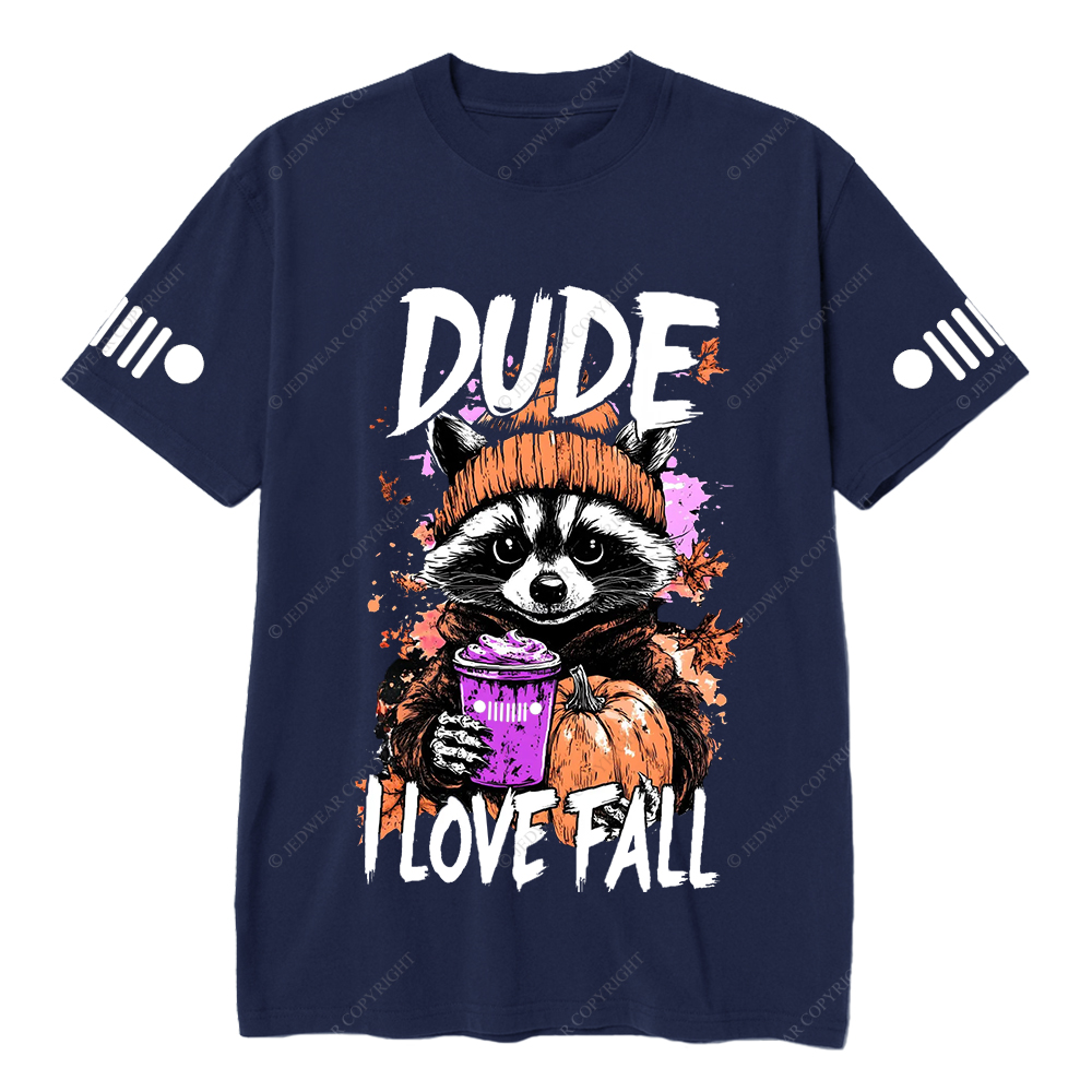 Feral Girl I Love Fall  Raccoon  Autumn Pumpkin Jp T-Shirt