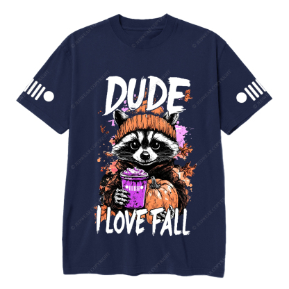 Feral Girl I Love Fall  Raccoon  Autumn Pumpkin Jp T-Shirt