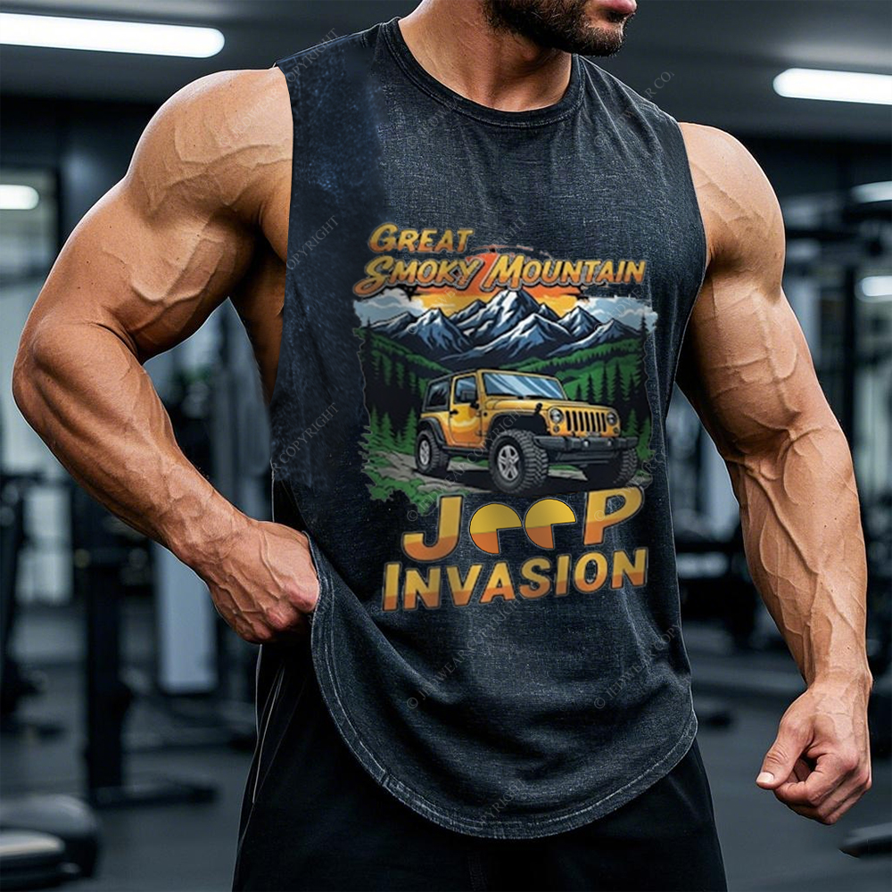 Great Smoky Mountain  Invasion Sun Tree Vintage Style Jp - Men Tank