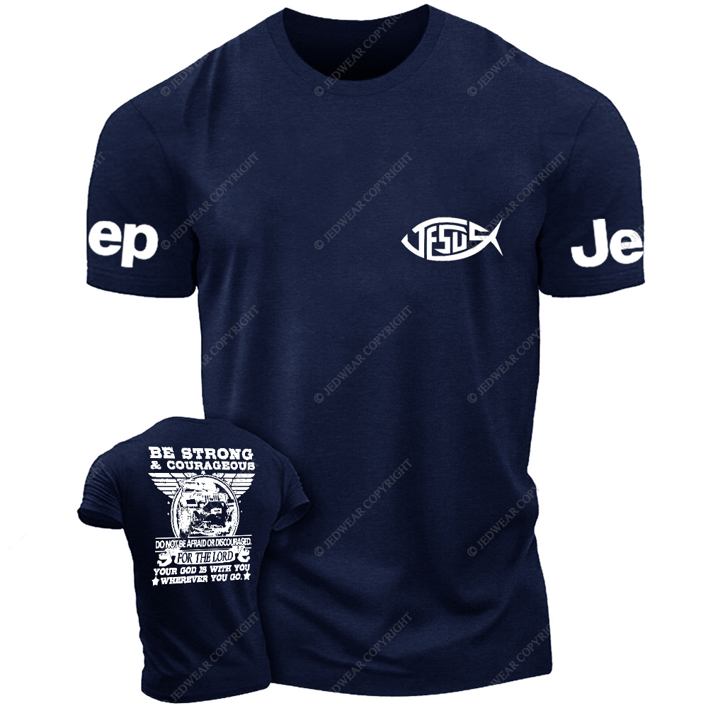 Religion Jesus Be Strong Courageous For The Lord Jp T-Shirt
