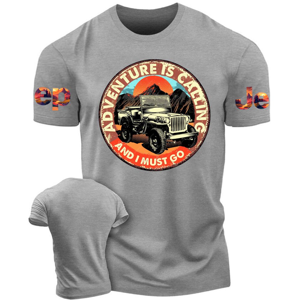 Adventure Is Calling And I Must Go Jp Sunset Mountains T-Shirt