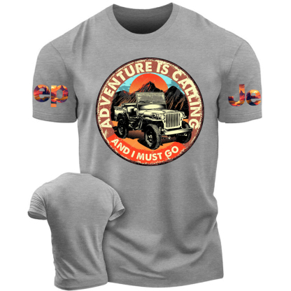 Adventure Is Calling And I Must Go Jp Sunset Mountains T-Shirt