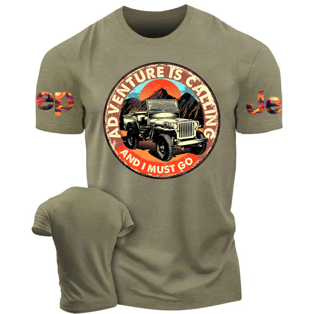 Adventure Is Calling And I Must Go Jp Sunset Mountains T-Shirt