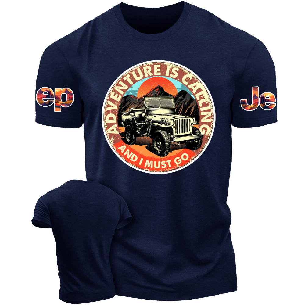 Adventure Is Calling And I Must Go Jp Sunset Mountains T-Shirt