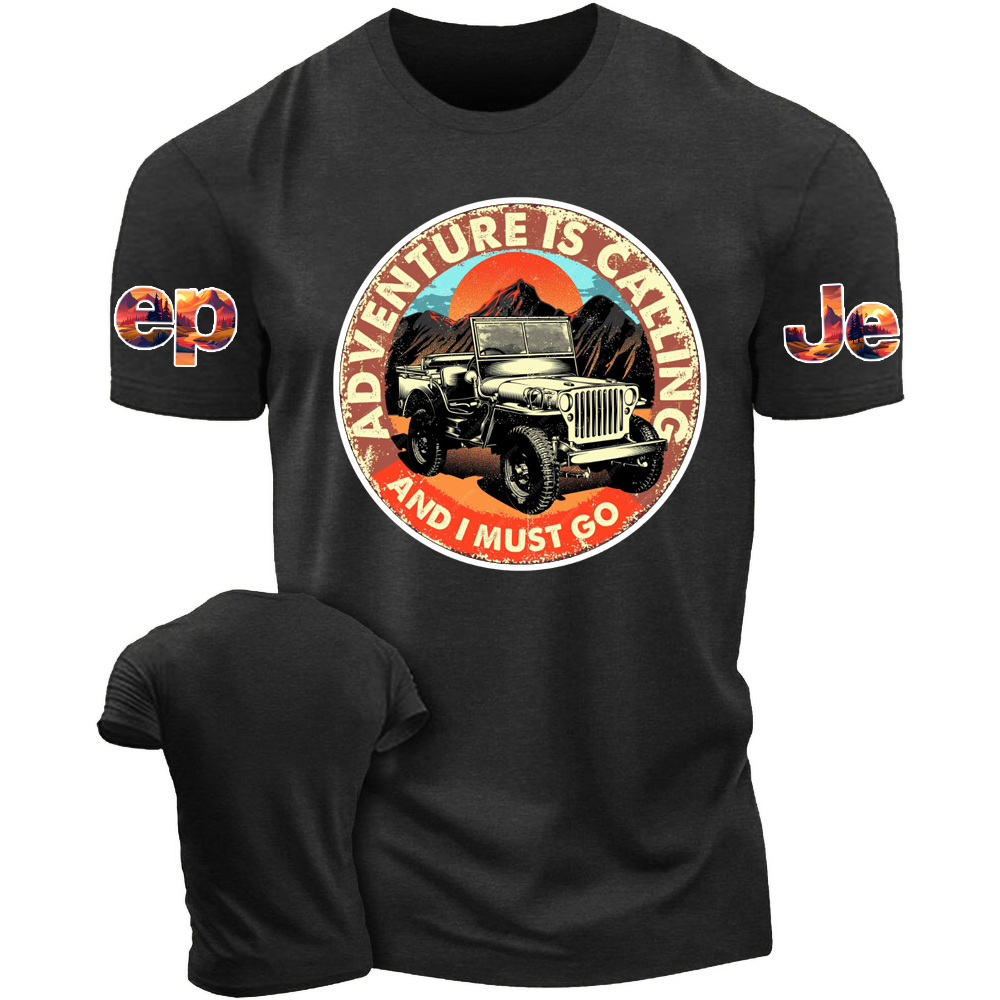 Adventure Is Calling And I Must Go Jp Sunset Mountains T-Shirt