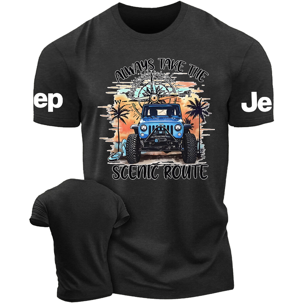 Always Take The Scenic Route Jp Beach Compass T-Shirt
