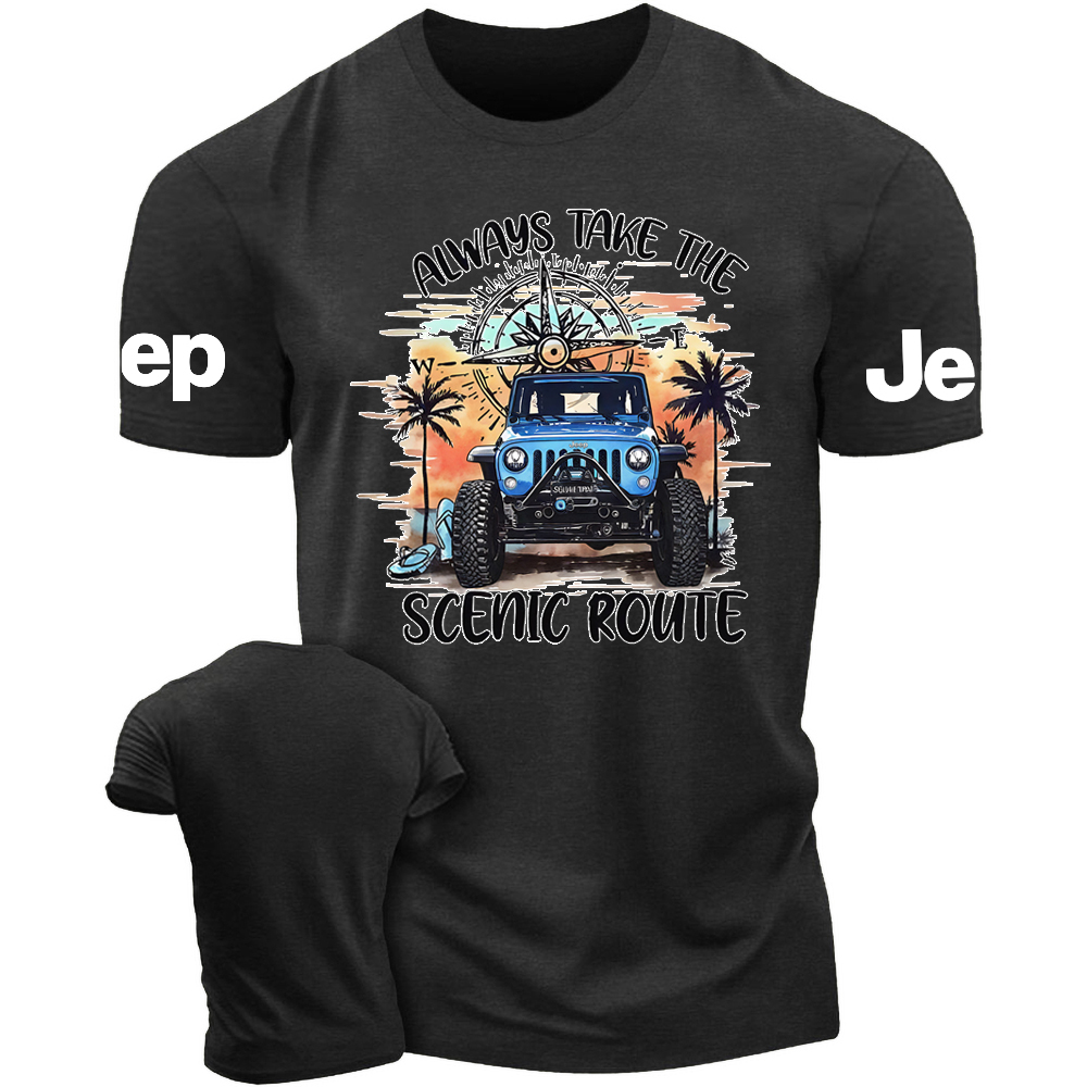 Always Take The Scenic Route Jp Beach Compass T-Shirt