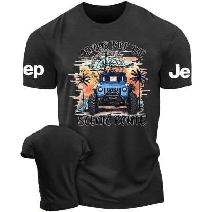 Always Take The Scenic Route Jp Beach Compass T-Shirt