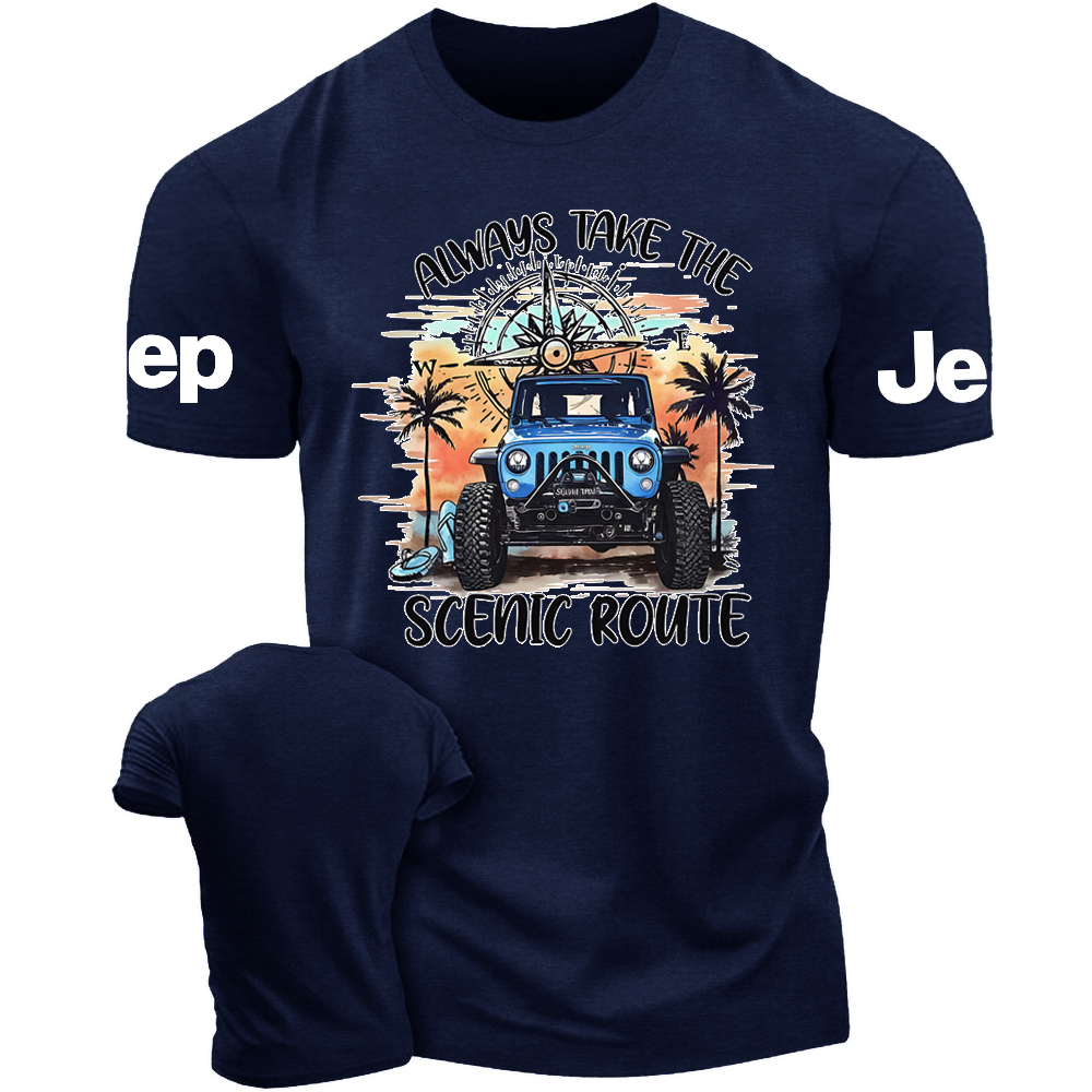 Always Take The Scenic Route Jp Beach Compass T-Shirt