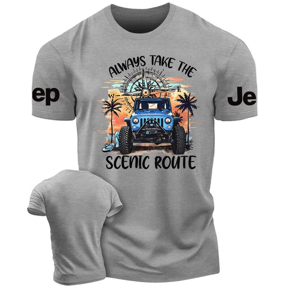 Always Take The Scenic Route Jp Beach Compass T-Shirt