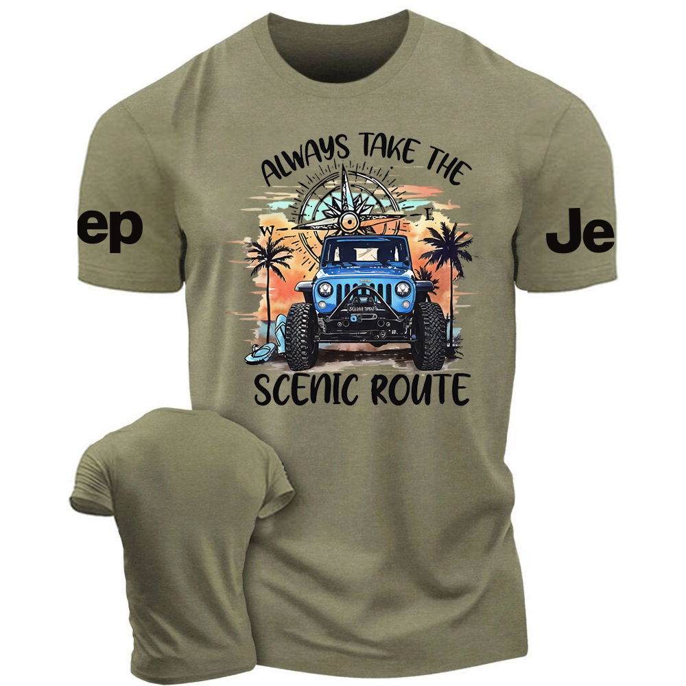 Always Take The Scenic Route Jp Beach Compass T-Shirt