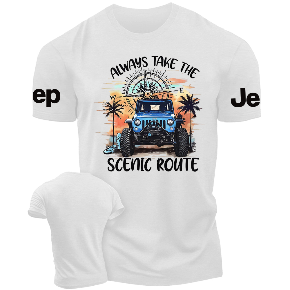 Always Take The Scenic Route Jp Beach Compass T-Shirt