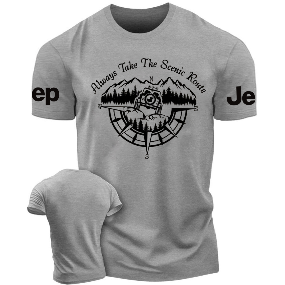 Always Take The Scenic Route offroad Compass Mountains T-Shirt