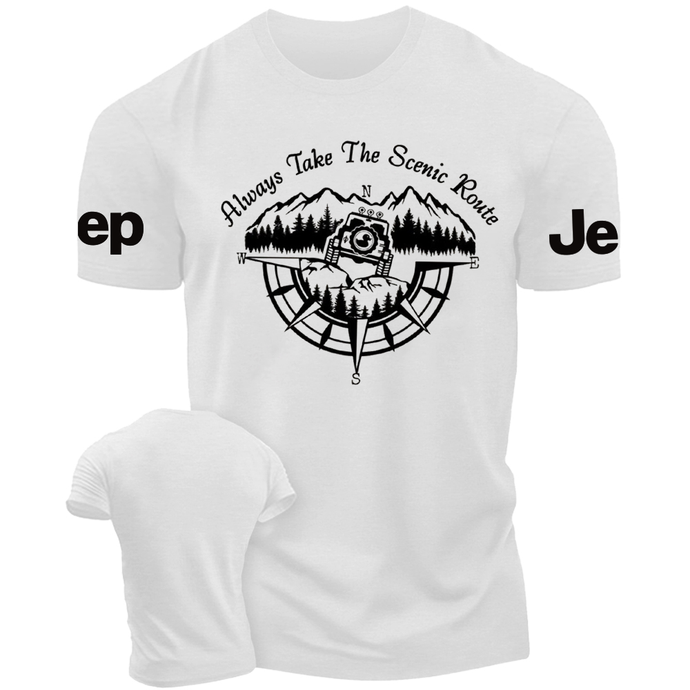 Always Take The Scenic Route offroad Compass Mountains T-Shirt