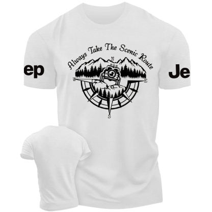 Always Take The Scenic Route offroad Compass Mountains T-Shirt
